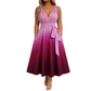 ⌛ Nur solange Vorrat reicht – danach regulärer Preis! Elegantes Damenkleid mit V-Ausschnitt, Farbverlauf und Taschen