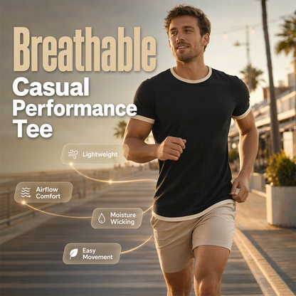 ⭐ 4,9 Sterne – nicht ohne Grund! Herren-T-Shirt mit Rundhalsausschnitt und Kontrastbesatz