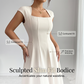 ⚡ Heute halber Preis! Elegantes A-Linien-Kleid für Damen mit quadratischem Ausschnitt, schmal geschnitten, langes Kleid