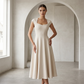 ⚡ Heute halber Preis! Elegantes A-Linien-Kleid für Damen mit quadratischem Ausschnitt, schmal geschnitten, langes Kleid