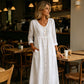 🎯 50%-Schnäppchen! Lässiges Midi-Kleid aus Leinen mit V-Ausschnitt und Knopfleiste für Damen