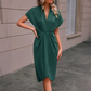 📦 Täglich 500+ Pakete versendet – der Wahnsinn! 🌺Elegantes Damenkleid mit V-Ausschnitt und Rüschen