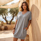 📈 Verkaufshit Nr. 1 – direkt 50%! T-Shirt-Kleid mit V-Ausschnitt für Damen in Übergrößen