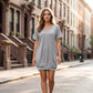 📈 Verkaufshit Nr. 1 – direkt 50%! T-Shirt-Kleid mit V-Ausschnitt für Damen in Übergrößen