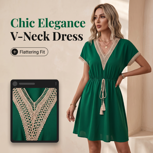 🏅 2000 Stück in 3 Tagen verkauft – schnell sein! Boho-Kleid mit V-Ausschnitt aus Spitze für Damen