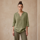 🛒 Wagen halbvoll, Preis halbiert!💕Damen lässige V-Ausschnitt-3/4-Arm-Bluse👍👍