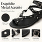 🚀 Neu eingetroffen – 50% Probierpreis! Flache Riemchensandalen für Damen im Gladiator-Stil mit Nieten, Knöchelriemen und Zehenschlaufe – Strandschuhe