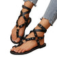 🚀 Neu eingetroffen – 50% Probierpreis! Flache Riemchensandalen für Damen im Gladiator-Stil mit Nieten, Knöchelriemen und Zehenschlaufe – Strandschuhe