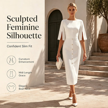 🚨 Eilmeldung: 50% endet heute Nacht! 👗Elegantes Damenkleid mit geschlitzten Ärmeln