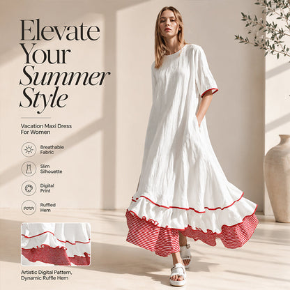 🌟 Der Look, den alle suchen – bei uns 50% günstiger! Sommerliches Maxikleid für Damen mit gestuften Rüschen