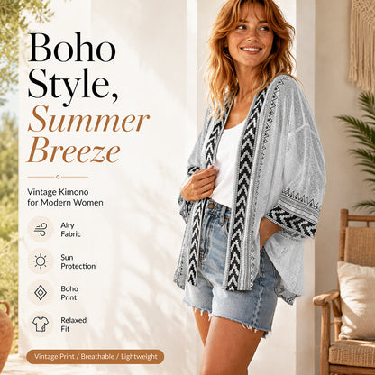 💎 Der Sommerhit 2026 – der Wahnsinn! Damen-Strickjacke mit geometrischem Retro-Print und Sonnenschutz