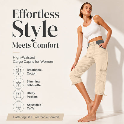 🔔 Letzte 100 Stück – solange der Vorrat reicht! 👖Capri-Cargo-Hose mit hoher Taille für Damen