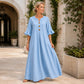 👗⭐ Top-bewertet – Maxikleid für Damen mit V-Ausschnitt und Rüschenärmeln