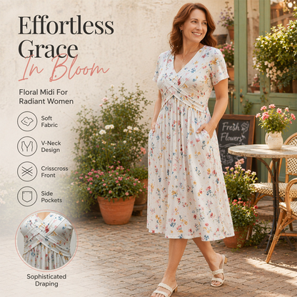 ⭐ 4,9 Sterne – nicht ohne Grund! 👗Damenkleid mit V-Ausschnitt, Blumenmuster und gedrehter Taille