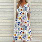 ☀️👗Top-Empfehlung – Lässiges Midi-Kleid mit Blumenmuster und V-Ausschnitt – Weicher Fall und romantisches Muster
