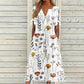 ☀️👗Top-Empfehlung – Lässiges Midi-Kleid mit Blumenmuster und V-Ausschnitt – Weicher Fall und romantisches Muster
