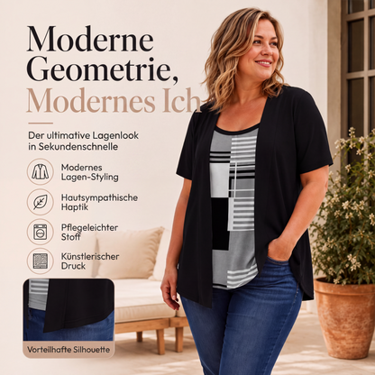 📈 Verkaufshit Nr. 1 – direkt 50%! Damen-Oberteil im Farbblock-Design, Fake-Layer-Look