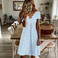 👗50% RABATT - V-Ausschnitt Lochstickerei-Kleid mit Muschelsaum – Leicht & Romantisch für Gartenpartys oder Brunch 🌿