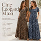 👗Damen Leopardenmuster Maxi-Kleid mit Taschen Lässiges Kurzarm Langes Kleid