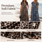 👗Damen Leopardenmuster Maxi-Kleid mit Taschen Lässiges Kurzarm Langes Kleid