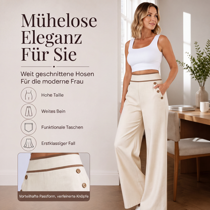 📦 Täglich 500+ Pakete versendet – der Wahnsinn! ✨Damen-Hochweitbund-Hosen mit kontrastierenden Besätzen