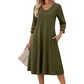 ⌛Zeitlich begrenztes Angebot-Legeres V-Ausschnitt-Midikleid für Damen