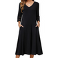 ⌛Zeitlich begrenztes Angebot-Legeres V-Ausschnitt-Midikleid für Damen