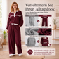 ⭐ 4,9 Sterne – nicht ohne Grund! Gestricktes Sweatshirt mit Streifenpatchwork und Weite-Hosen-Set für Damen