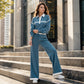 ⭐ 4,9 Sterne – nicht ohne Grund! Gestricktes Sweatshirt mit Streifenpatchwork und Weite-Hosen-Set für Damen