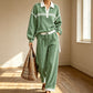 ⭐ 4,9 Sterne – nicht ohne Grund! Gestricktes Sweatshirt mit Streifenpatchwork und Weite-Hosen-Set für Damen