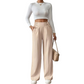 Ein absolutes Must-Have🔥👖 – Maßgeschneiderte Hose mit hoher Taille und 4 Metallknöpfen – Formbetonte Taille und knitterfreier Tragekomfort für die Arbeit oder das Wochenende