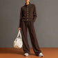 🌸Heißer Sale 50% RABATT💖 Damen-Strickjacke mit Knopfleiste und weit geschnittener Hose im Set