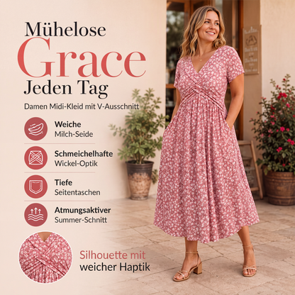 🚨 Eilmeldung: 50% endet heute Nacht!🌺Elegantes Damenkleid mit V-Ausschnitt und Blumendruck