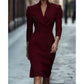 Neue Kollektion🔥Elegantes figurbetontes Kleid mit Stehkragen und V-Ausschnitt