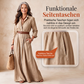 Maxikleid mit langen Ärmeln und Gürtel für Damen, klassischer Kragen, langes Kleid für Urlaub und Resort
