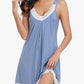 🌙👗50 % Rabatt！💤Elegantes Nachthemd mit V-Ausschnitt und Spitze