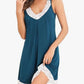 🌙👗50 % Rabatt！💤Elegantes Nachthemd mit V-Ausschnitt und Spitze