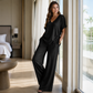 ⏰ Zeitlimit + 50% OFF + Letzte 3 Stunden ！Legeres Damen-Set aus V-Ausschnitt-Oberteil und weitem Bein-Hose