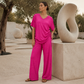 ⏰ Zeitlimit + 50% OFF + Letzte 3 Stunden ！Legeres Damen-Set aus V-Ausschnitt-Oberteil und weitem Bein-Hose