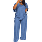 ⏰ Zeitlimit + 50% OFF + Letzte 3 Stunden ！Legeres Damen-Set aus V-Ausschnitt-Oberteil und weitem Bein-Hose