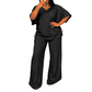 ⏰ Zeitlimit + 50% OFF + Letzte 3 Stunden ！Legeres Damen-Set aus V-Ausschnitt-Oberteil und weitem Bein-Hose