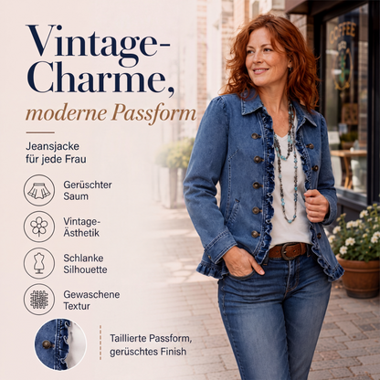 📢🎉50%Rabatt!!!🛍️✨Jeansjacke für Damen – Doppeltreihig, mit Rüschen & femininem Touch | Perfekt für Alltag, Freizeit & die Übergangszeit – Jetzt -50%!