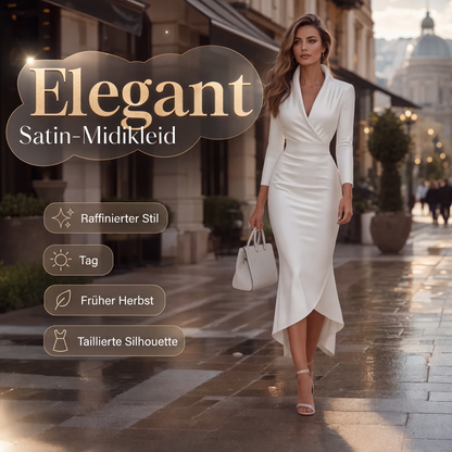 🌙 Heute um Mitternacht vorbei – verpassen Sie es nicht, sonst warten Sie ein Jahr! Elegantes Satin-Midikleid für Damen