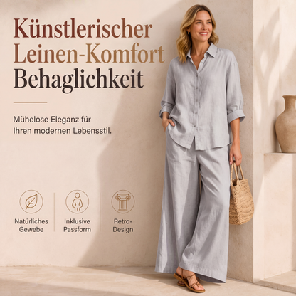Zweiteiler für Damen: Legeres Hemd und weit geschnittene, fließende Hose