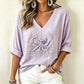 🙌 70% Wiederkaufquote – Qualität überzeugt! Damen V-Ausschnitt bedrucktes T-Shirt