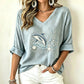 🙌 70% Wiederkaufquote – Qualität überzeugt! Damen V-Ausschnitt bedrucktes T-Shirt