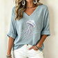 🙌 70% Wiederkaufquote – Qualität überzeugt! Damen V-Ausschnitt bedrucktes T-Shirt