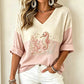 🙌 70% Wiederkaufquote – Qualität überzeugt! Damen V-Ausschnitt bedrucktes T-Shirt