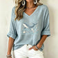 🙌 70% Wiederkaufquote – Qualität überzeugt! Damen V-Ausschnitt bedrucktes T-Shirt