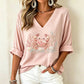 🙌 70% Wiederkaufquote – Qualität überzeugt! Damen V-Ausschnitt bedrucktes T-Shirt